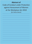 Picture of Abstract of Code of Conduct under Protection against Harassment of Women at the Workplace Act 2010